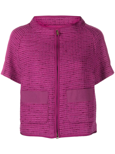 Herno Short-sleeve Tweed Jacket In Violett