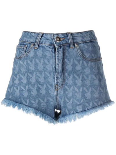 John Richmond X Playboy Denim Shorts In Blue