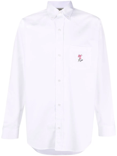 Drôle De Monsieur Embroidered Logo Shirt In Weiss