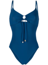 TORY BURCH RUCHED CUT-OUT SWIMSUIT