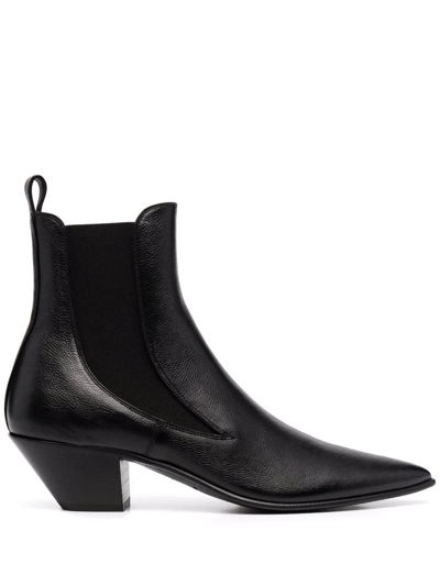 Saint Laurent Slip-on Leather Boots In Nero