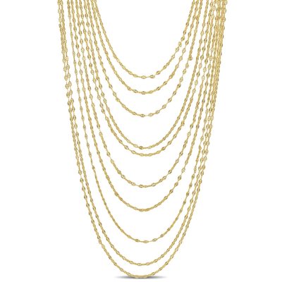 Amour Multi-strand Chain Necklace In 18k Yellow Gold Plated Sterling Silver