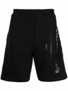 Alexander Mcqueen Logo Print Black Track Shorts In Black