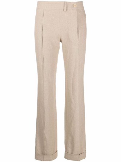 Jacquemus La Pant Textured Wide-leg High-rise Linen Trousers In Neutrals