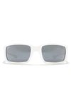 Ray Ban 59mm Rectangle Wrap Sunglasses In White / Dark Grey
