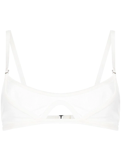 Dion Lee White Shadow Mesh Bra In Ivory