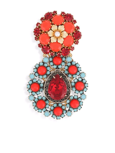 Dolce & Gabbana Metal Brooch With Multi-colored Rhinestones In Multicolor