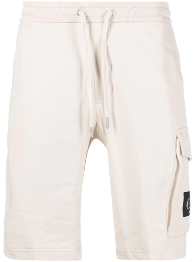 Calvin Klein Jeans Est.1978 Monogram Badge Sweat Shorts In Stone-white