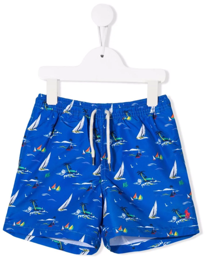 Ralph Lauren Kids' Printed Swim Shorts Blue