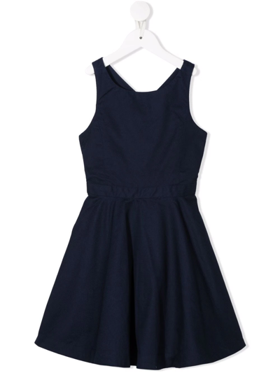 Ralph Lauren Kids' Crossover-strap A-line Dress In Blue