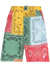 Marcelo Burlon County Of Milan Men's Color Block Bandana-print Nylon Shorts In Red