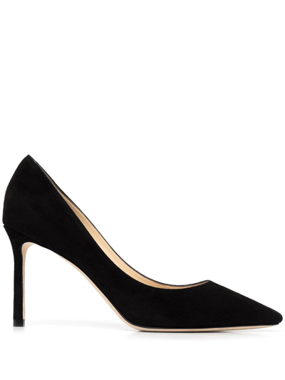 Jimmy Choo Romy 85mm Suede Pumps In Black