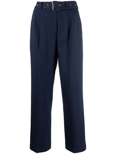 Michael Michael Kors High-waisted Straight Leg Trousers In Blue