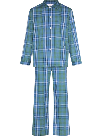 Derek Rose Ragna 43 Check Cotton Pyjama Set In Green