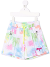 Msgm Teen Logo-print Drawstring-waist Track Shorts In White