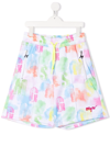 MSGM TEEN LOGO-PRINT DRAWSTRING-WAIST TRACK SHORTS