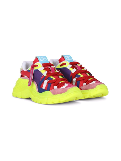 Dolce & Gabbana Kids' Colour-block Panelled Sneakers In White