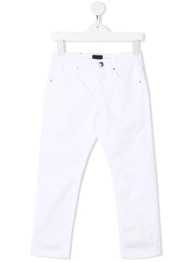 Fay Kids' Five-pocket Cotton Chinos In Bianco