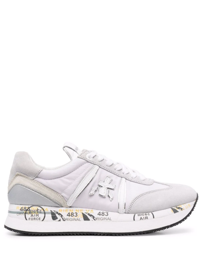 Premiata Printed Sole Low Top Sneaker In Weiss