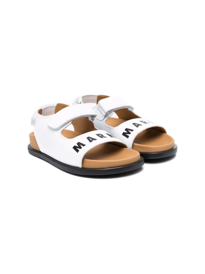Marni Teen Logo-print Touch-strap Sandals In White