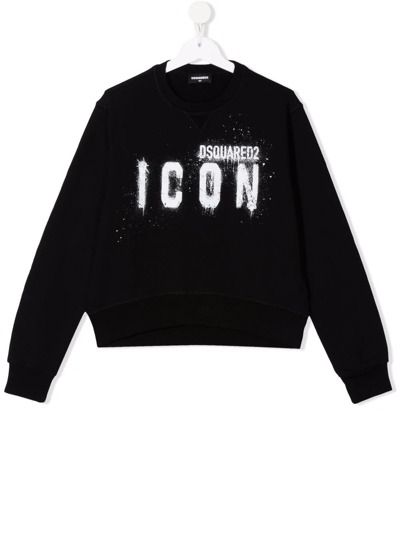 Dsquared2 Kids' Logo-print Cotton Sweatshirt In Black