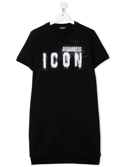 Dsquared2 Teen Logo-print Sweatshirt Dress In Black