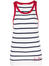 SONIA RYKIEL EMBROIDERED-LOGO STRIPED KNITTED TANK TOP