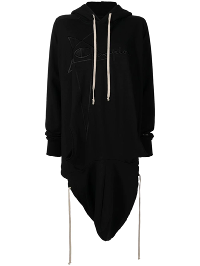 Rick Owens X Champion Embroidered-logo Hoodie In Black