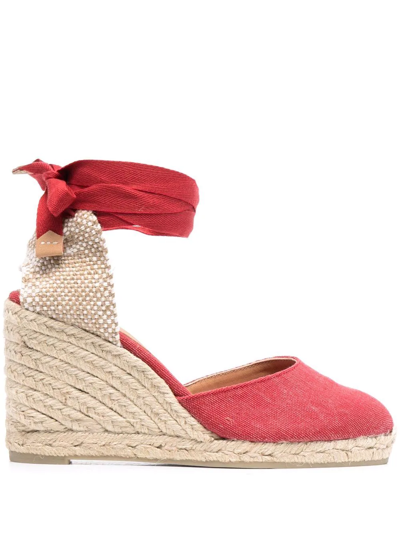 Castaã±er 90mm Carina Wedge Espadrilles In Red