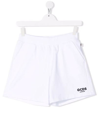 Gcds Teen Logo-print Track Shorts In White