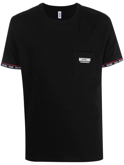 Moschino Logo Band-trimmed Pyjama Set In Black