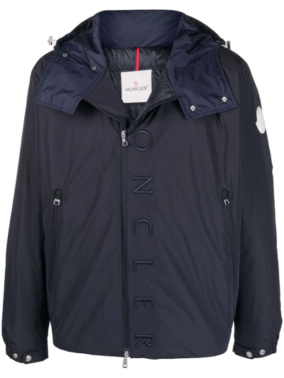 Moncler Colonsay Logo-embroidered Hooded Down Jacket In Blue