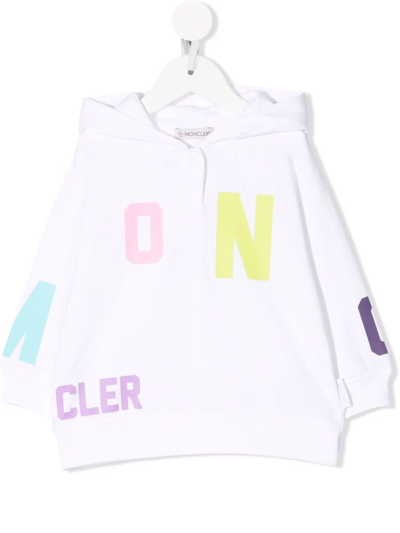 Moncler Babies' All-over Logo Lettering Hoodie In White