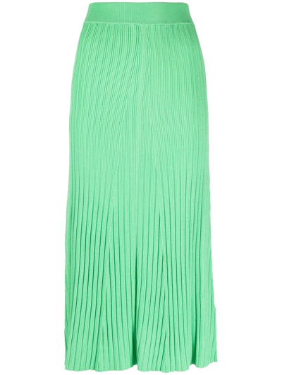 Remain Charlie Womens Ribbed Calf Midi Skirt In Green