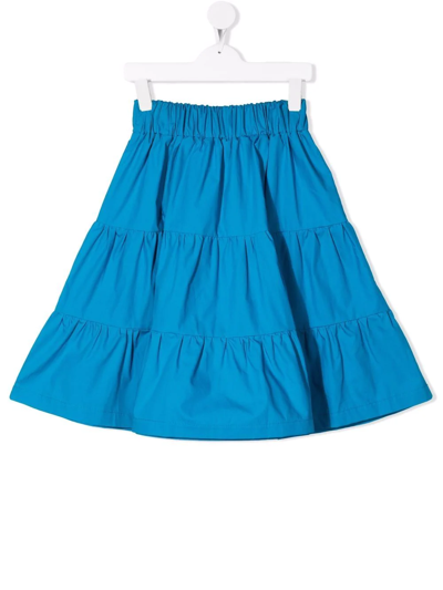 Mariuccia Milano Kids' Elasticated-waist Tiered Skirt In Turquoise