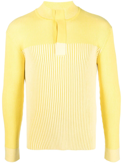 Jacquemus The Cedra Ribbed-knit Jumper In Yellow