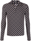 Misbhv Monogram Half-zip Longsleeve Black Lycra Long Sleeves T-shirt With Beige Monogram - Monogram Half-zi In Black