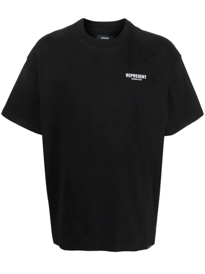 Represent Logo Print Cotton T-shirt In Black