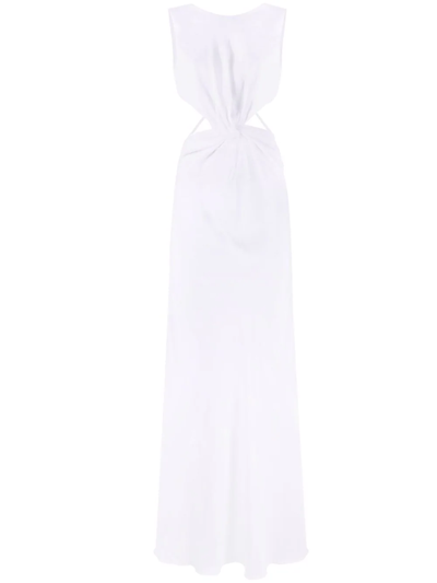 Alberta Ferretti Crìªpe De Chine Dress With Cut-out In Bianco