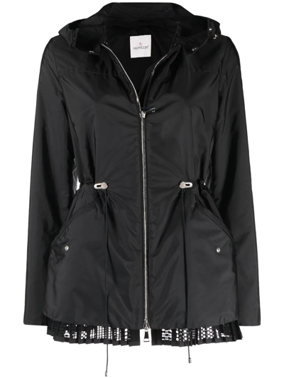 Moncler Baaba Lace-trim Parka In Nero