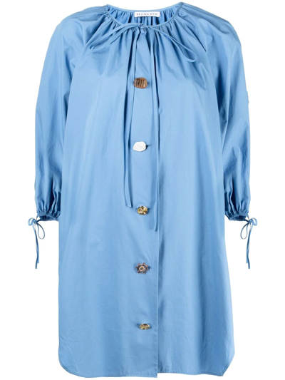 Rejina Pyo Scout Drawstring Organic-cotton Poplin Dress In Organic Cotton Poplin Blue