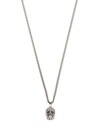 Alexander Mcqueen Skull Silver-tone Crystal Necklace In Metallic