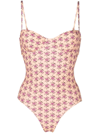 Tory Burch Printed Underwire One Piece Swimsuit In The Flower French