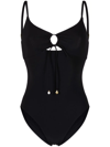 TORY BURCH RUCHED CUT-OUT SWIMSUIT