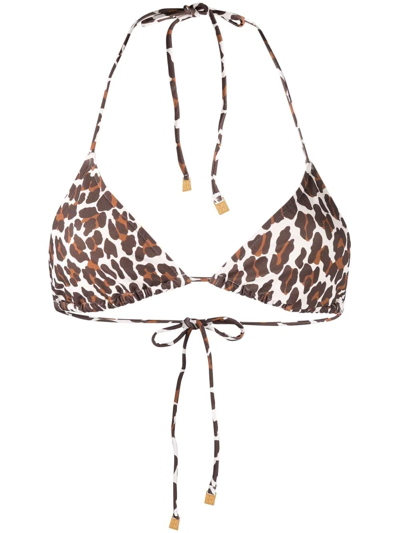 Tory Burch Leopard-print Bikini Top In Neutrals