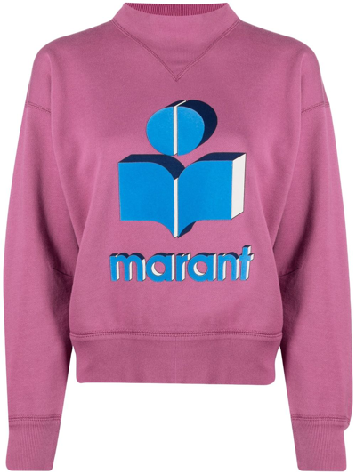 Isabel Marant Étoile Moby Cotton Blend Logo Sweatshirt In Pink