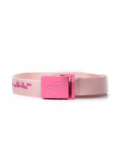 Off-white Kids' Script Logo-print Bucket Belt In Pink