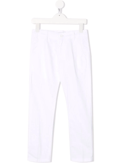 Paolo Pecora Teen Crinkled Effect Straight-leg Trousers In White