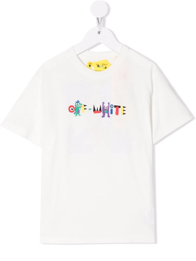 Off-white Kids' Graphic-print Short-sleeved T-shirt In White