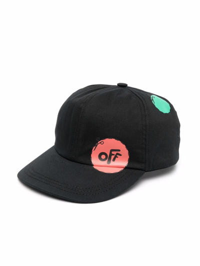 Off-white Kids' Logo-print Baseball Cap In Black
